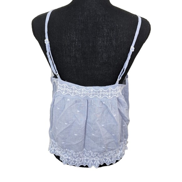 Joie Tank Top Blue Embroidered 100% Cotton Button Front Semi-Sheer Medium - Picture 2 of 12